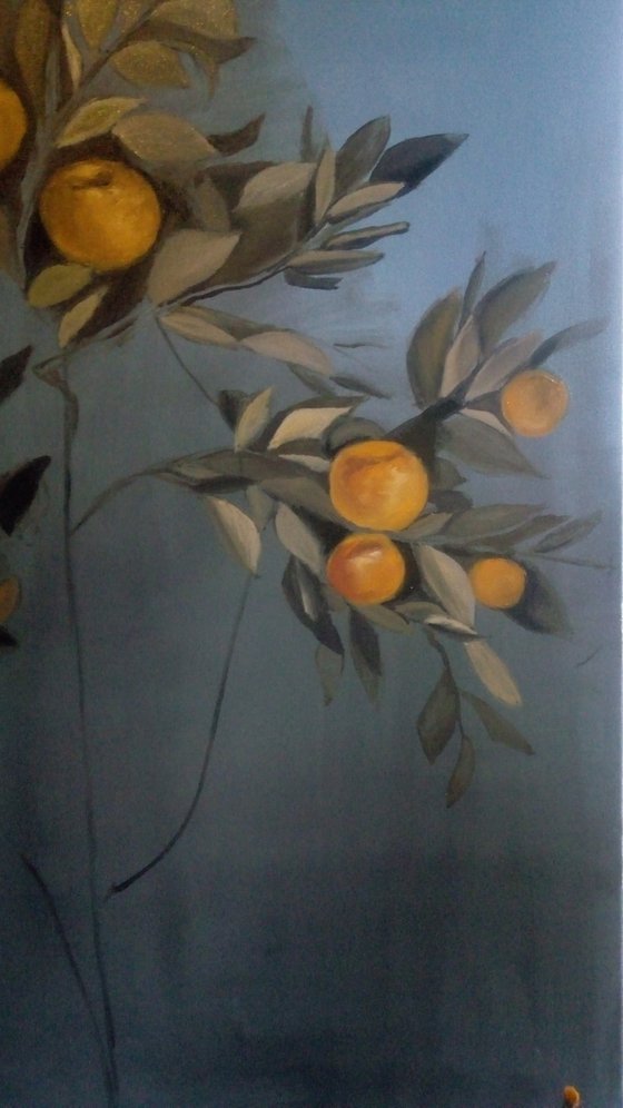 Orange tree Painting by Anna Brazhnikova wall art oil painting orange tree painting italian Rome fresco Livia Room decor original painting