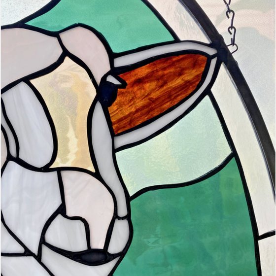 Stained Glass Lamb Window Panel