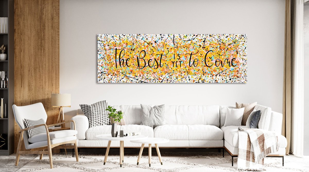 Urban And Pop Abstract Acrylic Painting By Isabelle Pelletane, 47 X 16, The Best Is Yet To Come, Original Artwork
