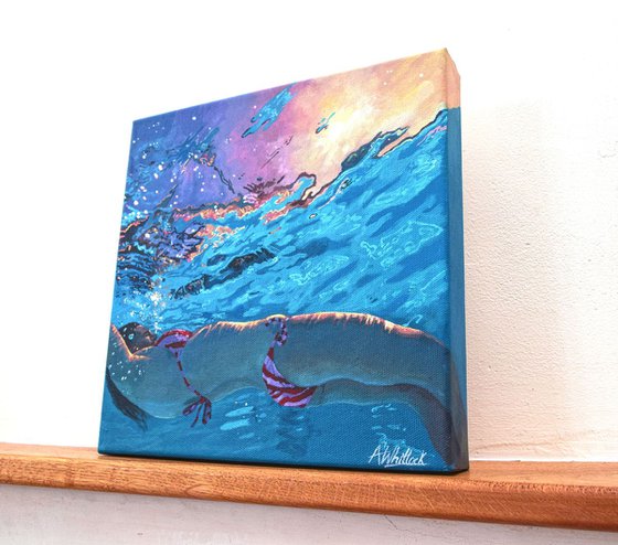 Underneath X - Miniature swimming painting