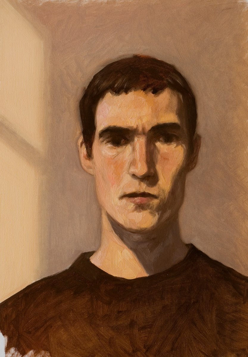 Impressionistic Still Life Oil Painting By Olivier Payeur, 9 X 13", Selfportrait In The Mirror, Original Artwork