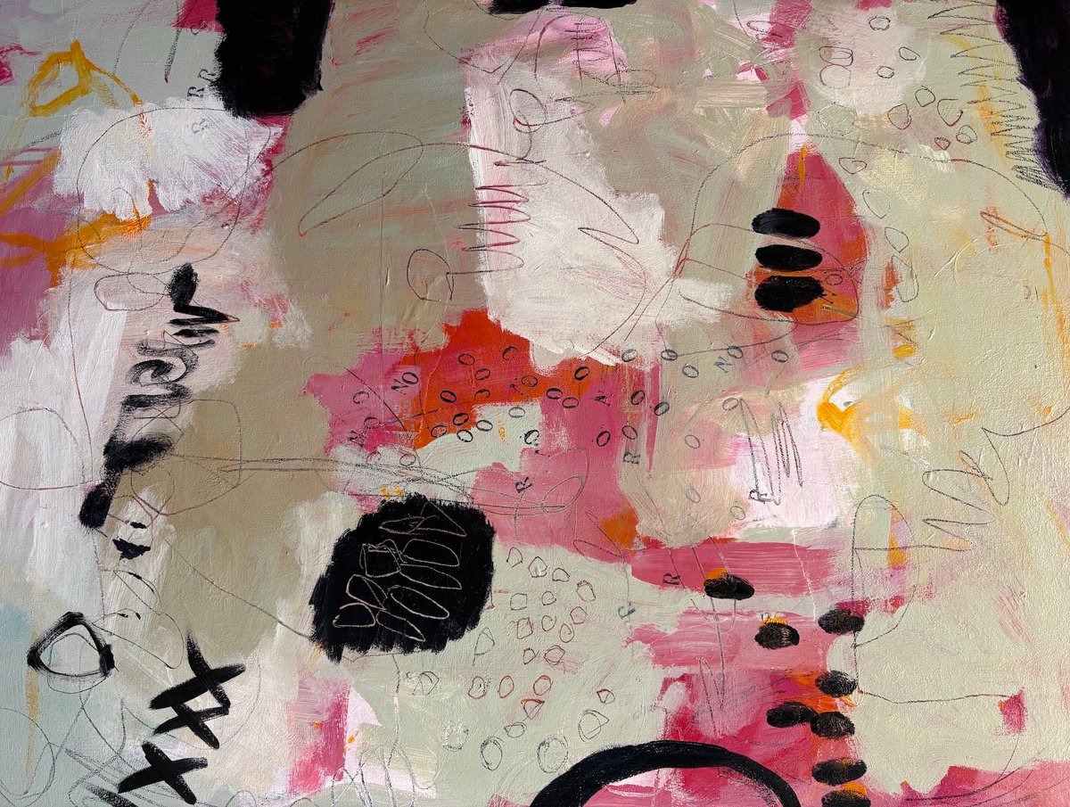 Organic Abstract Acrylic Painting By Marilyn Fox, 36 X 27", Transatlantic Flight, Original Artwork