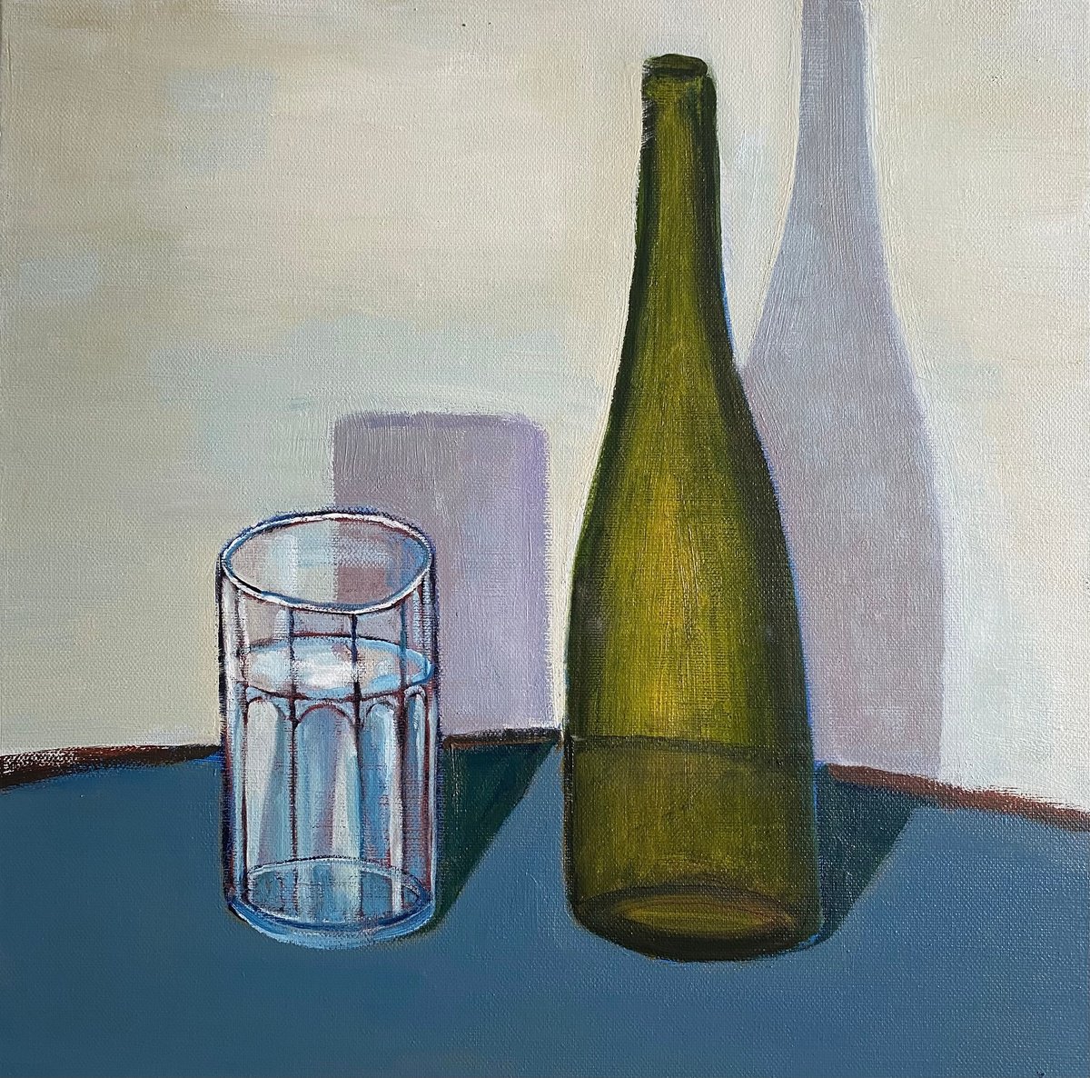 Still Life With Glass And Bottle By Nigel Sharman, 18 X 18, Artwork For Sale On Artfinder