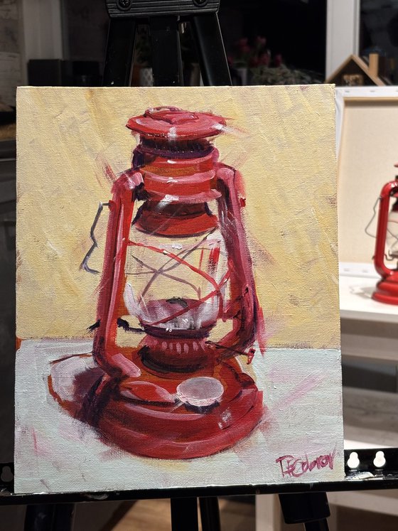 The Red Oil Lamp Still Life