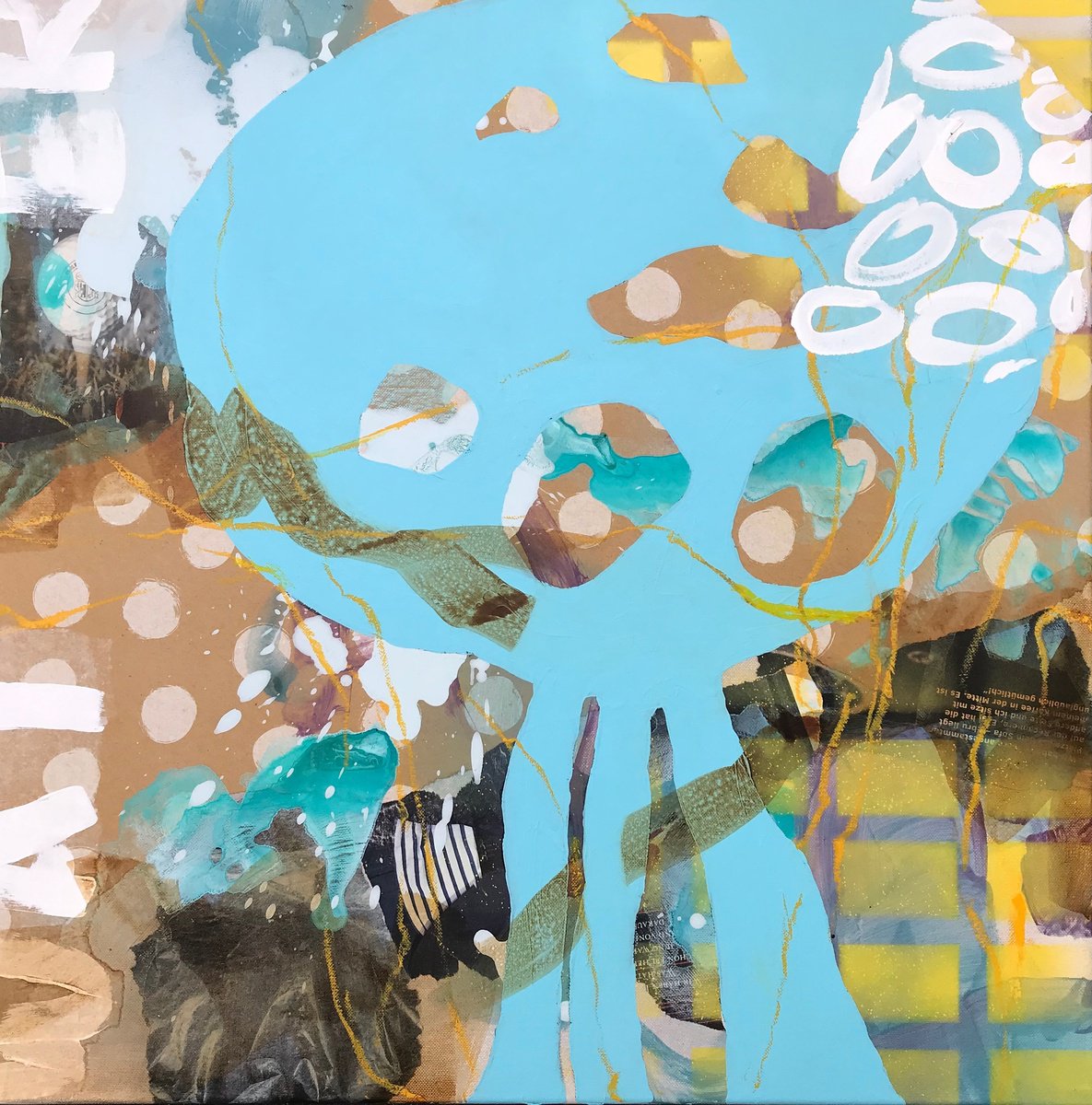 Abstract Painting By Marita Tobner, 24 X 24", Water Drops, Original Artwork