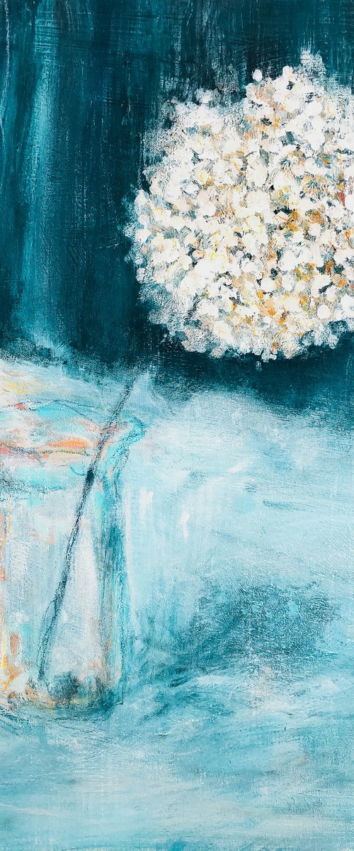 White Hydrangea in a vase by Cristina Stefan