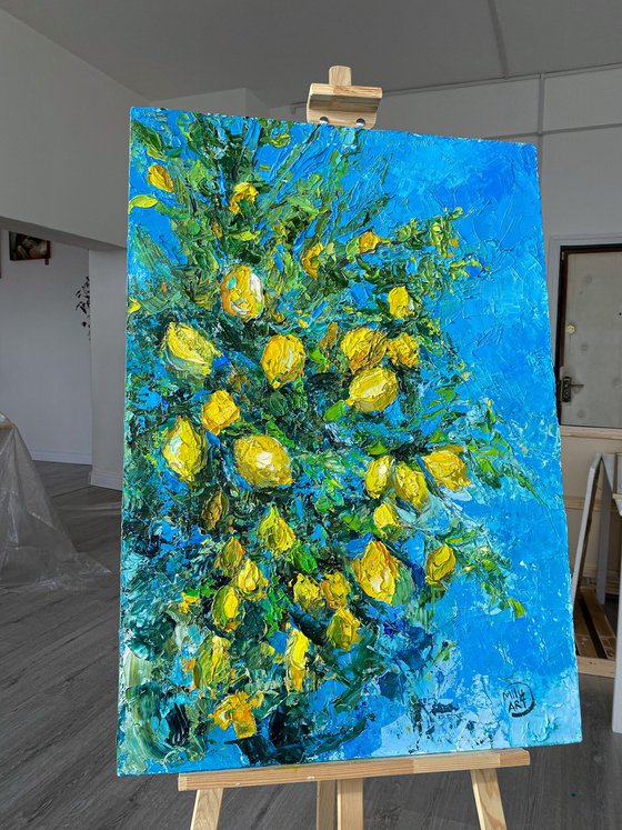 Lemon Tree Impasto Oil Art