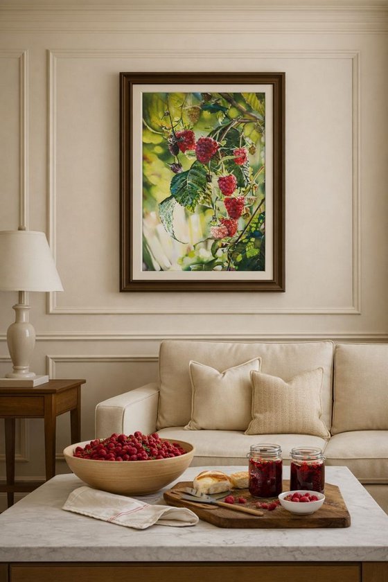 Garden Raspberries in Sunlight