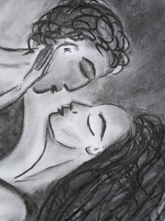 Couple. Love Story. original charcoal artwork