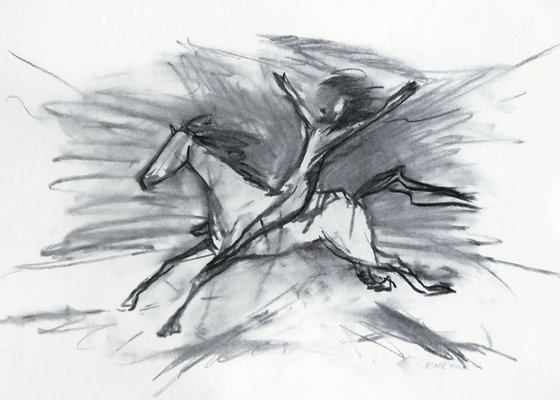 Horsewoman on a white horse