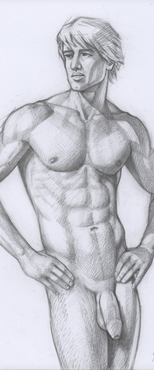 SKETCH OF A NAKED MALE TORSO by Yaroslav Sobol