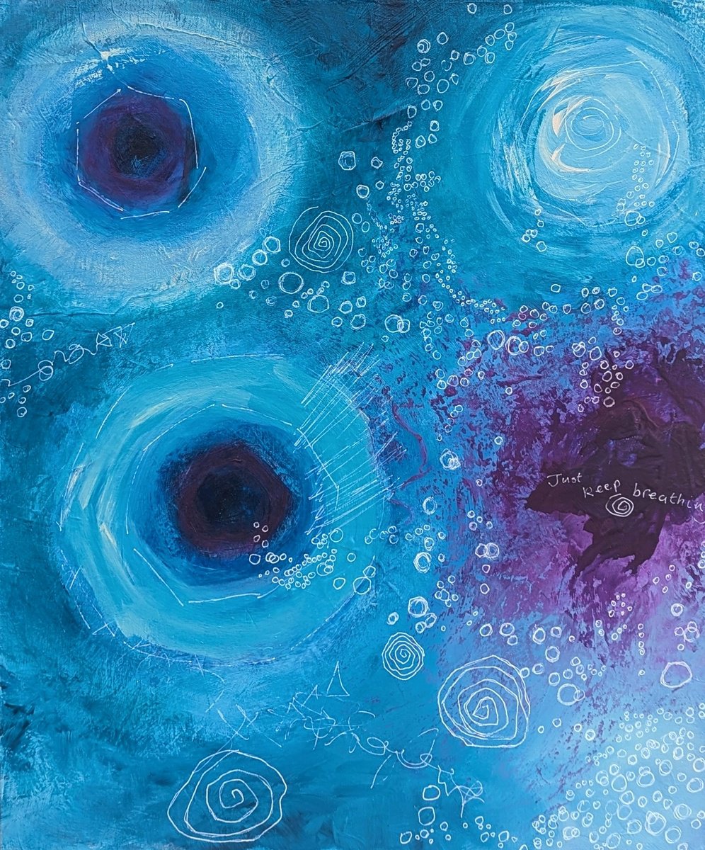 Abstract Acrylic Painting By Lisa Price, 20 X 24", Just Keep On Breathing, Original Artwork