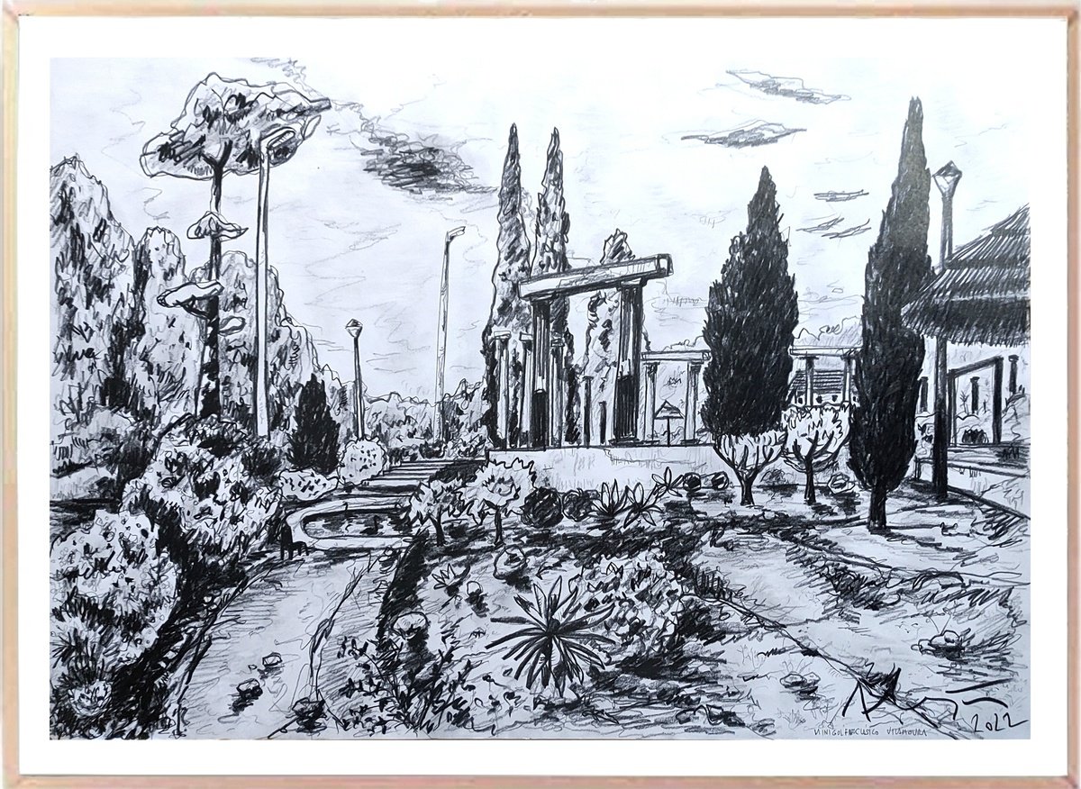 Expressive Drawing , Neoclassic Minigolf (Vilamoura) By Alejos, 23 X 16, Artwork For Sale On Artfinder