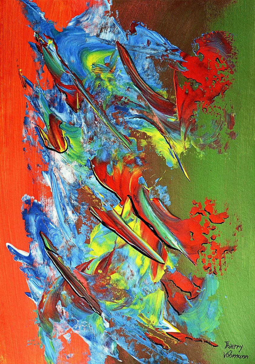Abstract Acrylic Painting By Thierry Vobmann. Abstract ., 12 X 17", Ideal Gift 140, Original Artwork