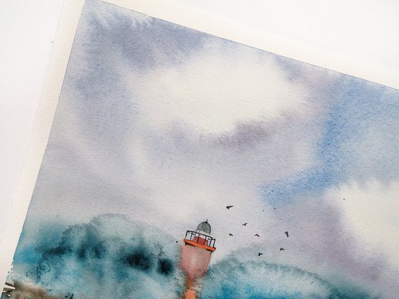 Seascape painting/ Lighthouse painting