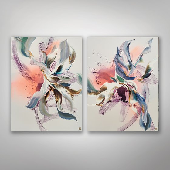 Plumage in Motion Diptych
