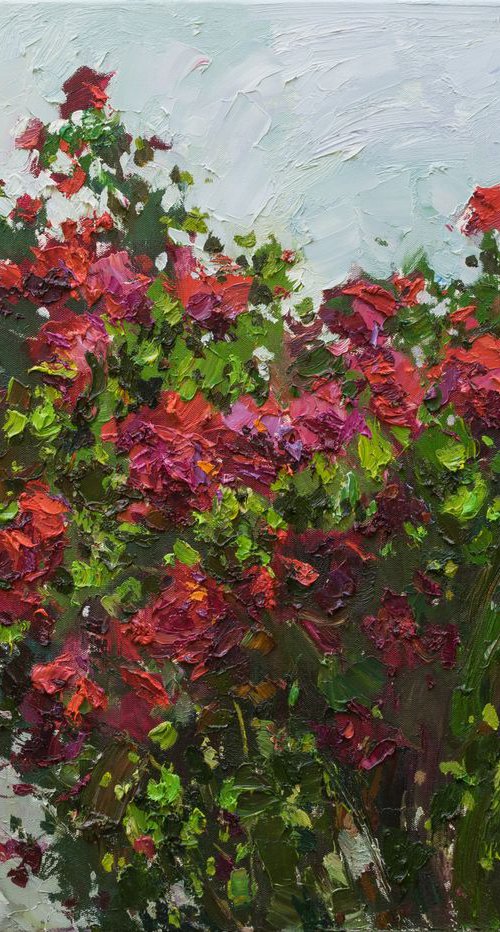 Red roses Original oil painting by Anastasiia Valiulina