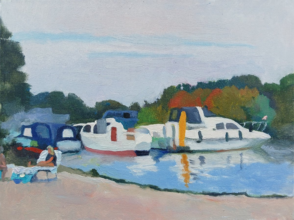 Impressionistic Landscape Oil Painting By Vasyl Koval, 16 X 12", Rest, Original Artwork