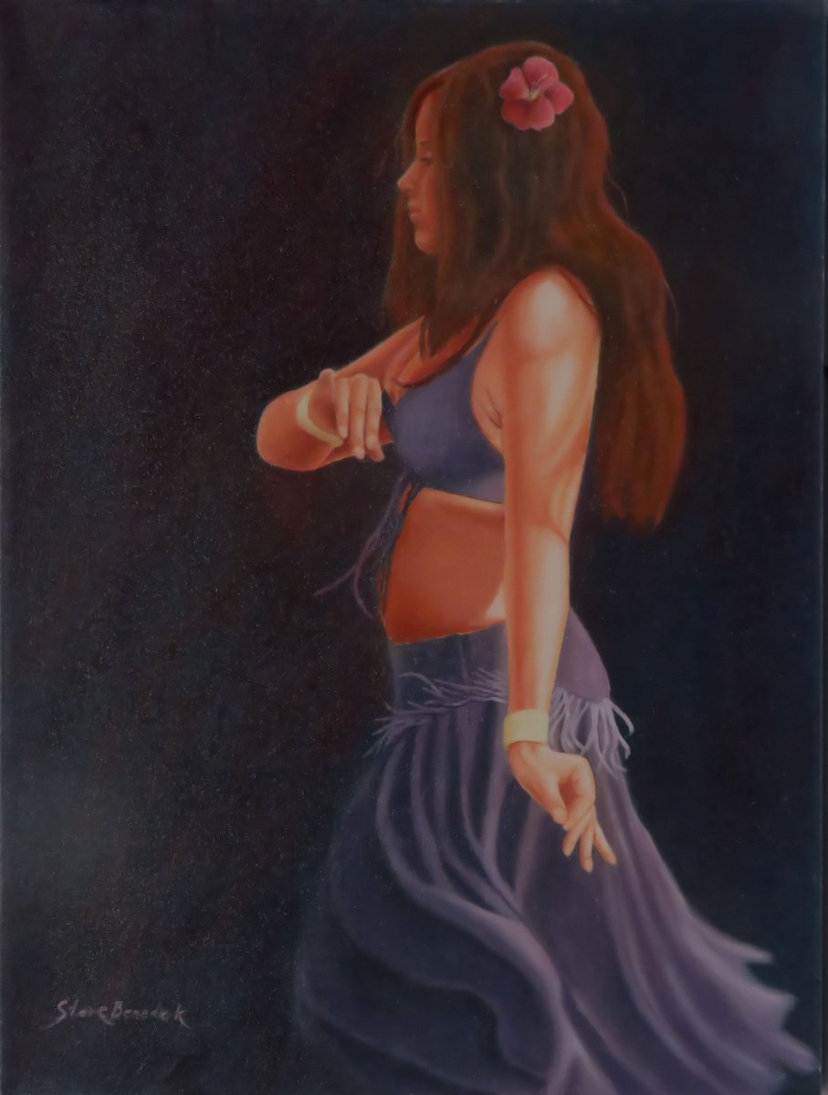 Photorealistic Portrait Oil Painting By Stephen Benedek, 18 X 24", Egyptian Dancer, Original Artwork