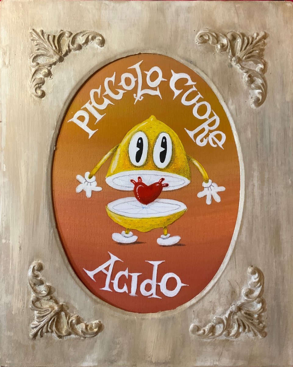 Cartoon Acrylic Painting , 707 - Piccolo Cuore Acido By Paolo Andrea Deandrea, 10 X 12, Artwork For Sale On Artfinder