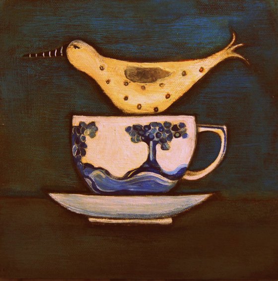 Bird In A Blue Spode Tea-Cup..