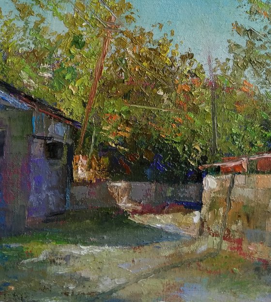 In the village (30x50cm, oil painting, impressionistic)