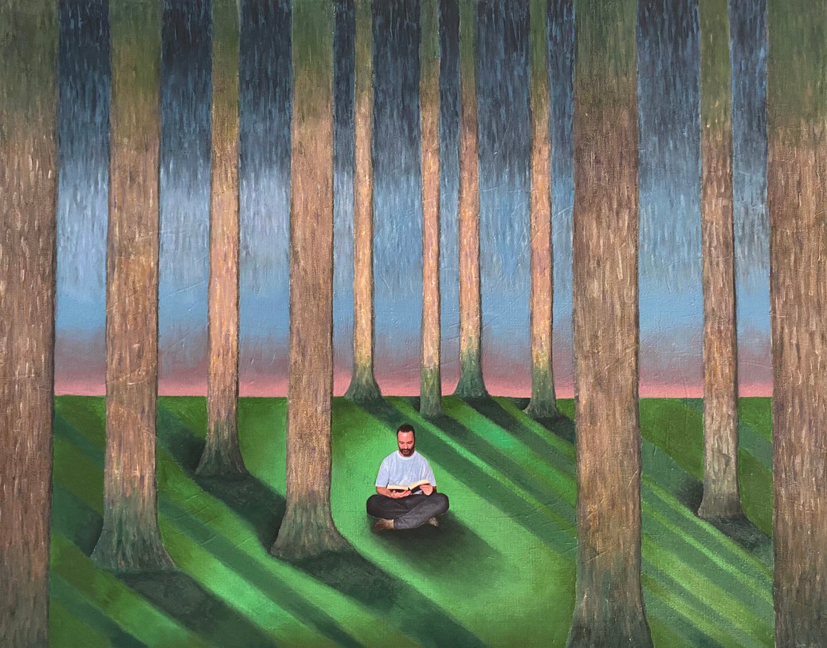 Surrealistic Landscape Painting By Stefano Pallara, 20 X 16", Chasing Stillness, Original Artwork
