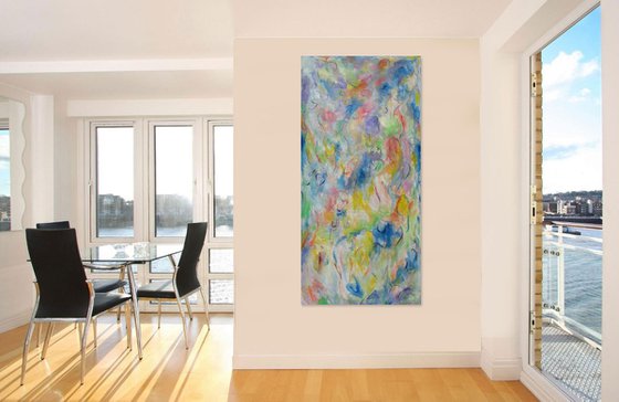 BREATH OF THE MOON - large abstract original painting, nude art, vertical, home hotel interior art decor