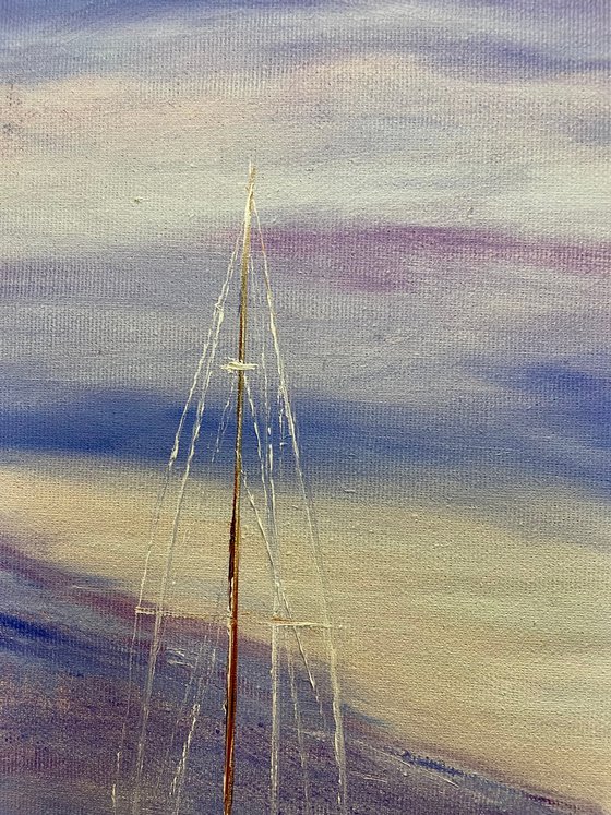 Sailboat and purple sunrise