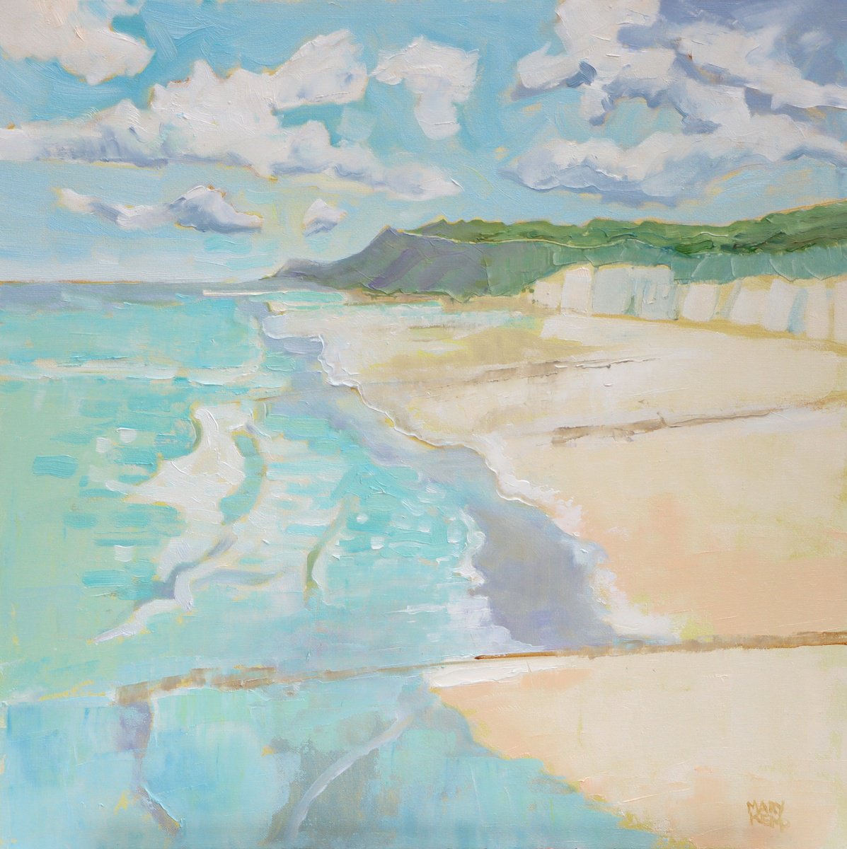 Beach And Tide By Mary Kemp, 16 X 16, Artwork For Sale On Artfinder