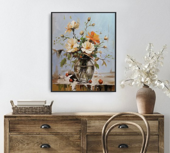 Wildflower Bouquet in Glass Vase.
