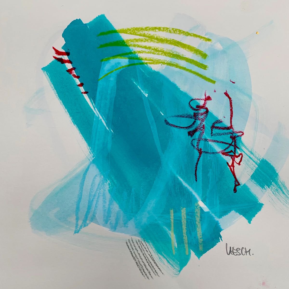 Close to me #6 I water color on paper I colorful abstract in blue by Kirsten Schankweiler