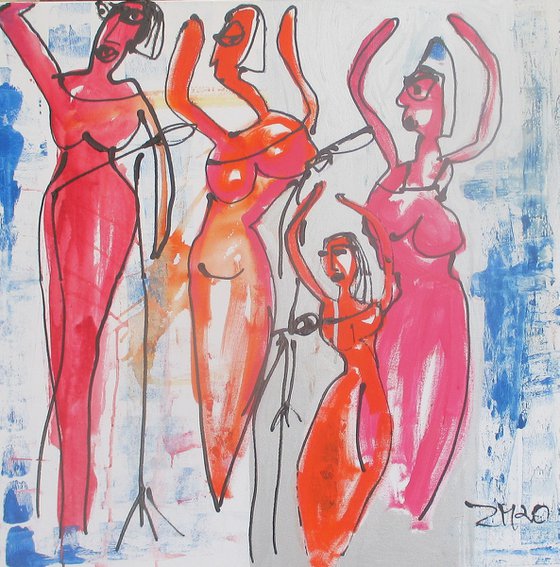 Jazzgirls Musicgirls acrylpainting 31,5 x 31,5 inch