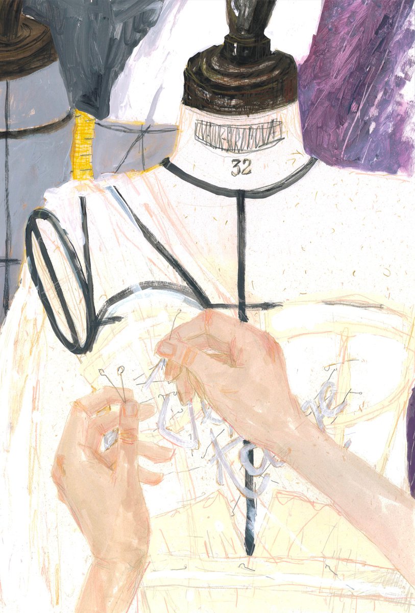 Naive Portrait Painting By Anastasia Mazur-Skrobova, 13 X 20, Haute Couture, Original Artwork