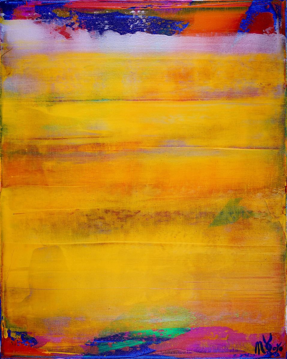 Abstract Acrylic Painting By Nestor Toro, 16 X 20", Yellow Fusion - 41 X 51 Cm - Nestor Toro, Original Artwork