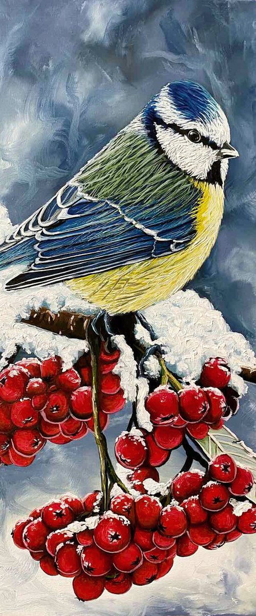 Great Tit on a Rowan by Elena Adele Dmitrenko