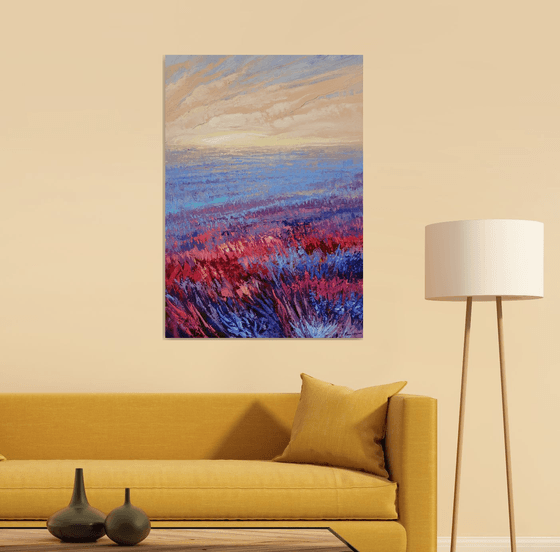 Pink Field at Sunrise 70x100cm