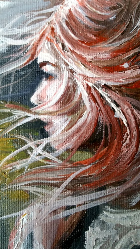 "Ginger wind" 24x30x1.7cm Original oil painting on canvas,ready to hang