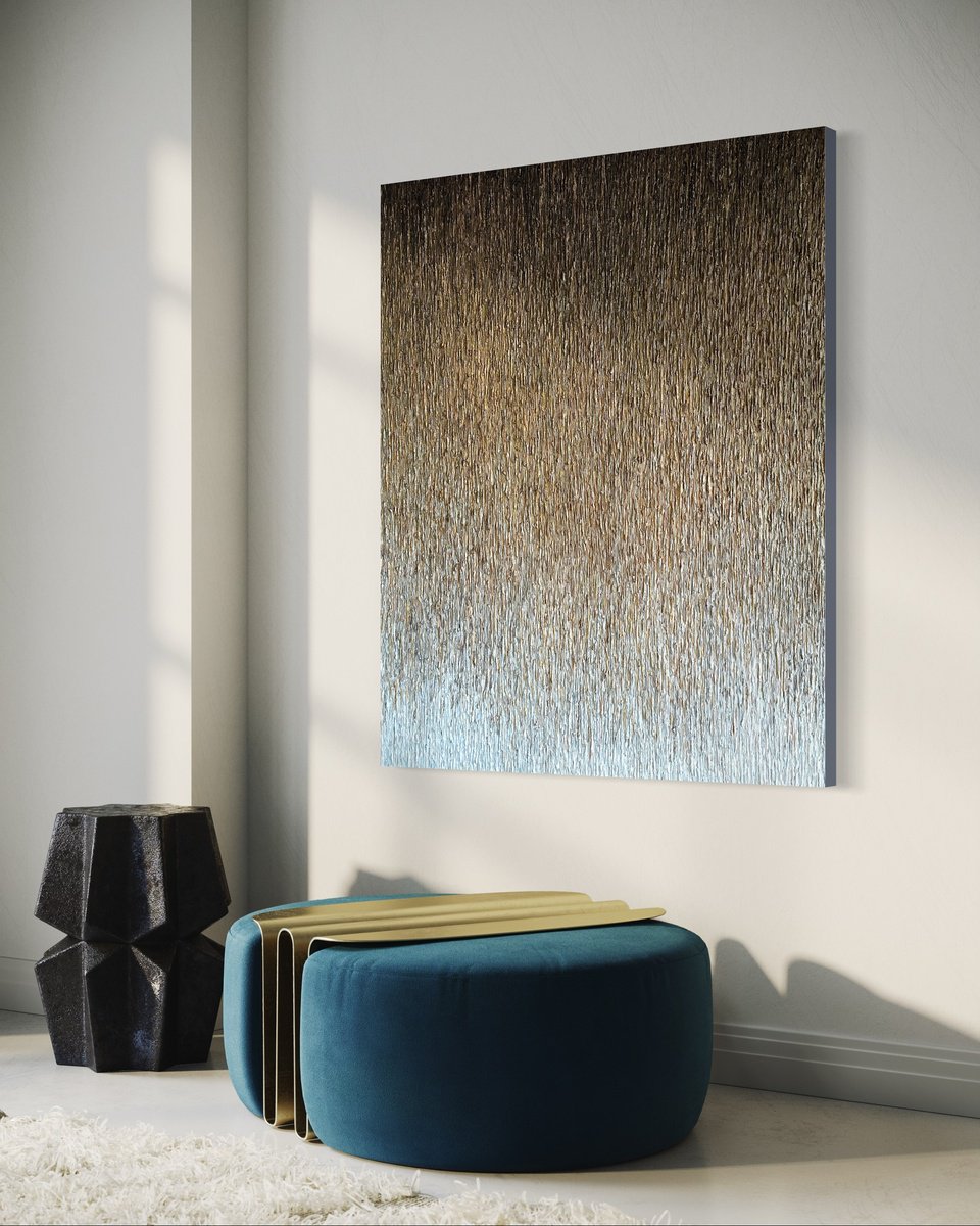 Abstract Acrylic Painting By Daniela Pasqualini, 60 X 72, Golden Ode, Original Artwork