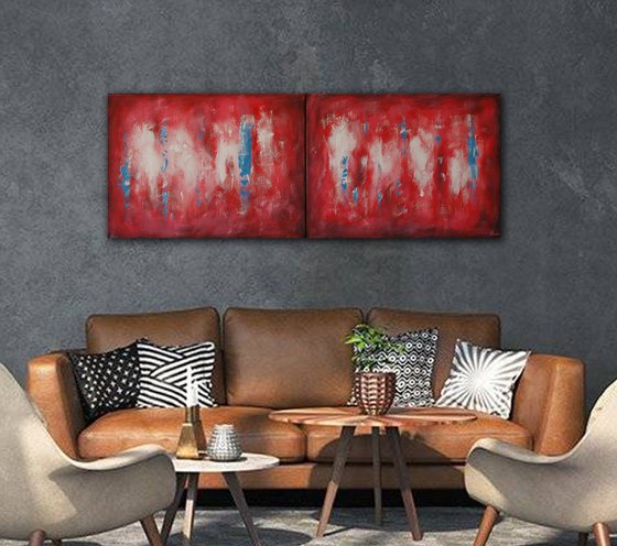 Abstract In Red Diptych