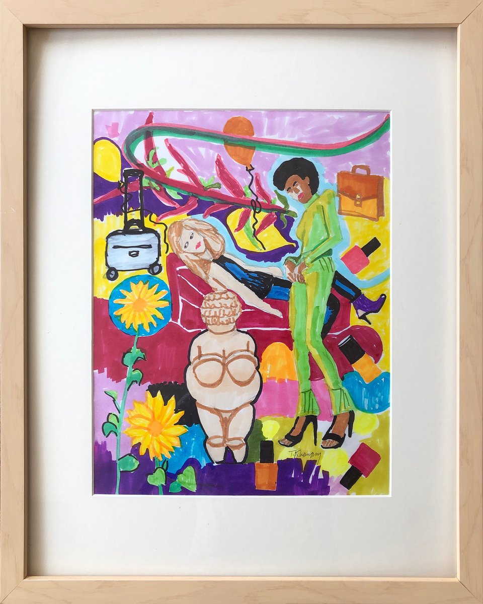 Urban And Pop Still Life Acrylic Painting By Tony Khawam, 17 X 21", Z Gen Sketch, Original Artwork