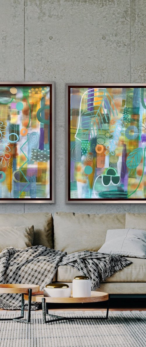 Go With the Flow (Diptych) by Rashna Hackett