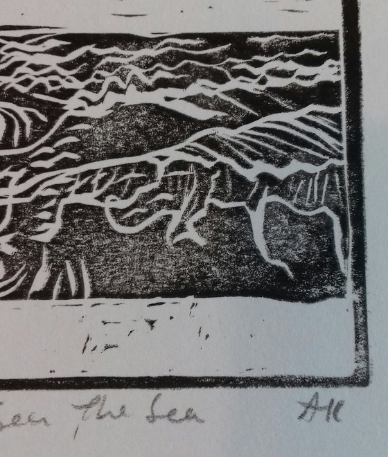 The Sea, The Sea Linocut