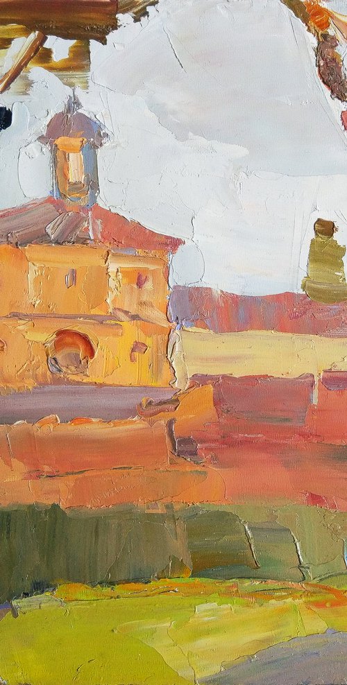 The streets of Rome . From the Roman Holiday series. Original plein air oil painting . by Helen Shukina