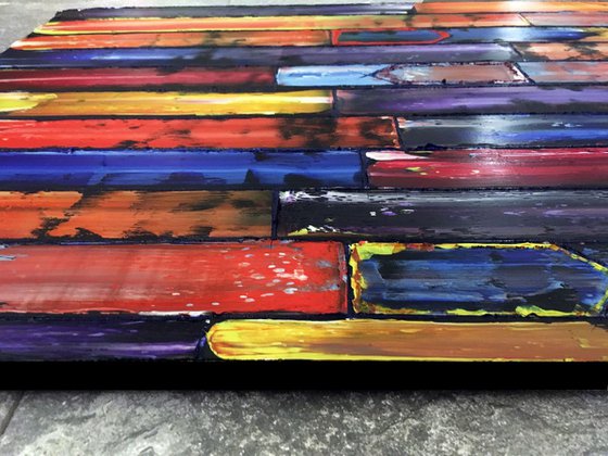 "Slip Through The Cracks" - Original PMS Abstract Oil Painting On Wooden Panel - 48" x 24"