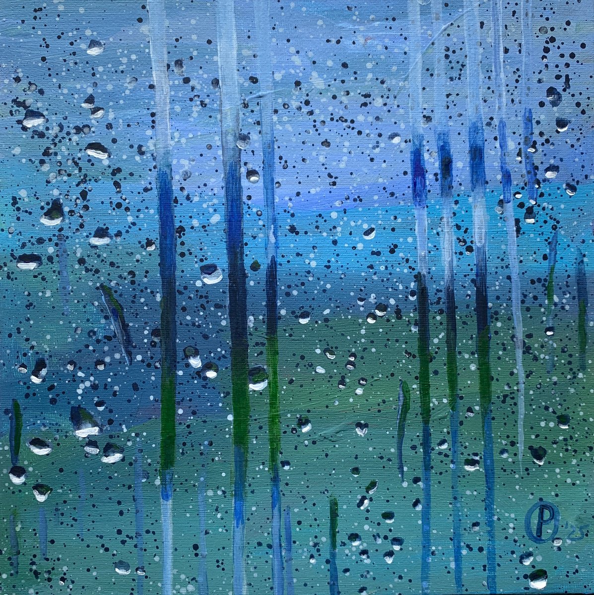 Impressionistic Landscape Acrylic Painting By Olga Pascari, 10 X 10", Window, Original Artwork