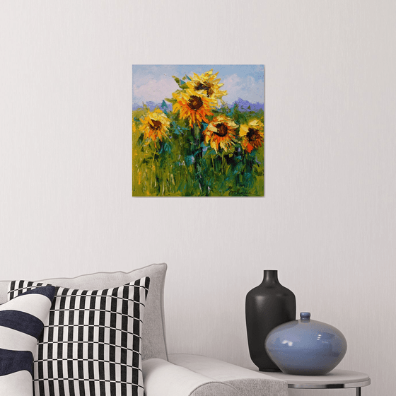 Sunflowers in the wind