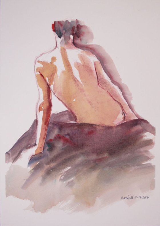 Seated male nude