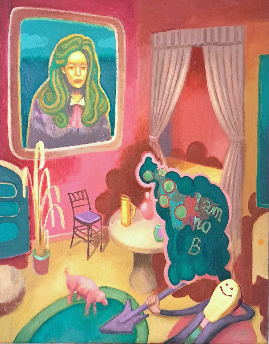 Surrealistic Portrait Oil Painting By Taco Eisma, 20 X 24", I Am No B, Original Artwork