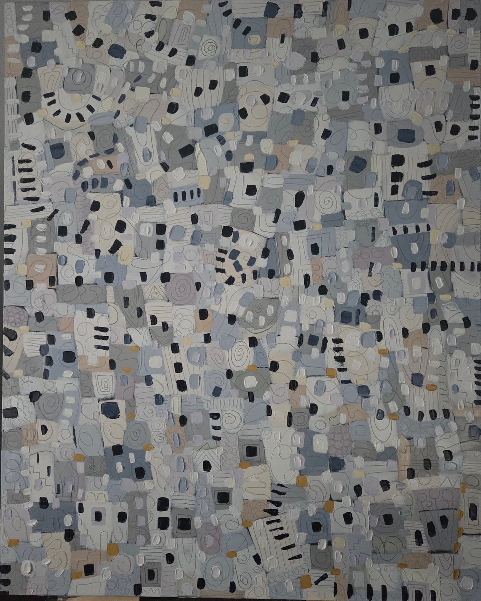 Geometric Abstract Oil Painting By Stacy Neasham, 48 X 60", Axis Of Silence, Original Artwork